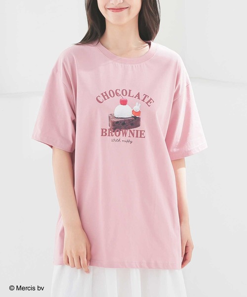 Honeys(ハニーズ)の「【UVカット】ミッフィー/ゆるTシャツ(Tシャツ/カットソー・レディース・ホワイト/ピンク/モカ/ネイビー/ミント/オートミール/スミクロ・LL/L/M/S/SS)」の10枚目の写真
