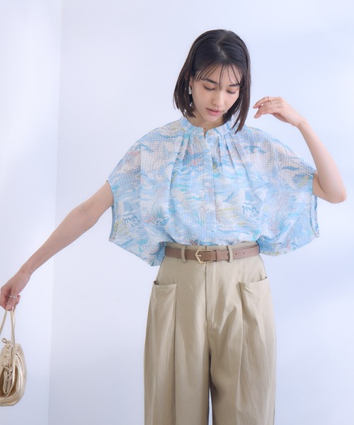 KATHARINE ROSS（キャサリンロス）の「【KATHARINE ROSS】海の生物たちプリントブラウス（シャツ/ブラウス・レディース・ネイビー/ライトブルー・MEDIUM）」の9枚目の写真