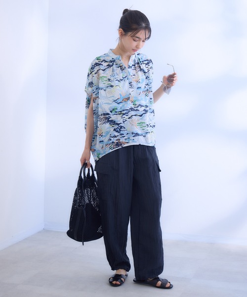 KATHARINE ROSS（キャサリンロス）の「【KATHARINE ROSS】海の生物たちプリントブラウス（シャツ/ブラウス・レディース・ネイビー/ライトブルー・MEDIUM）」の13枚目の写真