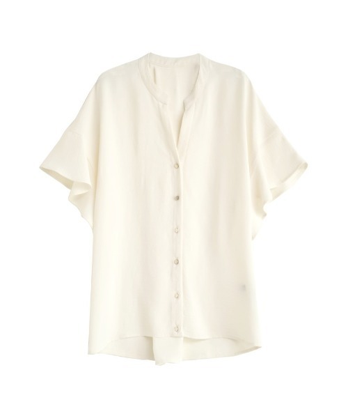 Re:EDIT（リエディ）の「[UVカット][接触冷感][体型カバー]ポーラVネックフレアスリーブ切り替え半袖ブラウス（シャツ/ブラウス・レディース・オフホワイト/ブラック・MEDIUM/LARGE）」の15枚目の写真