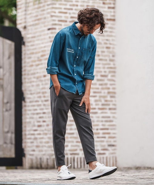 1minute 1second（ワンミニットワンセカンド）の「mp13845-tapered slacks with heart embroidery テーパードスラックスパンツ（スラックス・メンズ・ブラック/チャコール・S/M/L/XL）」の10枚目の写真