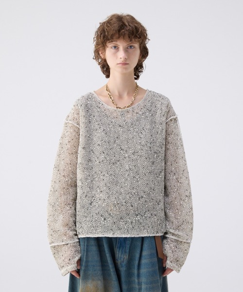 soerte(\Ge)Loose slub mesh knit pullover / [YXubVjbgvI[o[(̑gbvX)