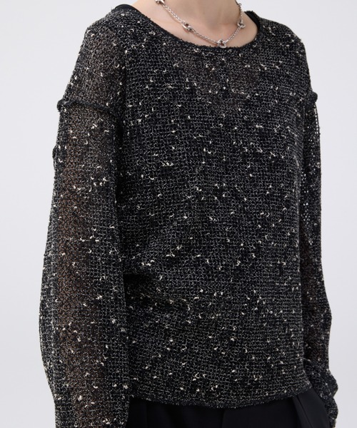 soerte ルーズスラブメッシュニットプルオーバー ブラック ２ soerte（ソエルテ）の「Loose slub mesh knit pullover / ルーズ
