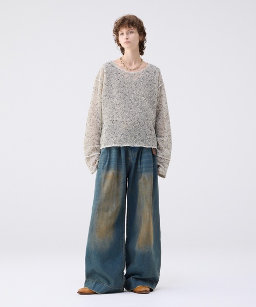 soerte ルーズスラブメッシュニットプルオーバー サイズ2 ベージュ Loose slub mesh knit pullover / ルーズスラブメッシュニット