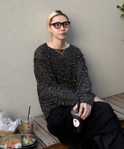Loose slub mesh knit pullover / ルーズスラブメッシュニットプル