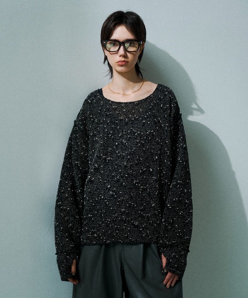 Loose slub mesh knit pullover / ルーズスラブメッシュニットプル