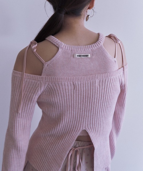 HONEY MI HONEY(ハニーミーハニー)の「HONEY logo halter neck tops(タンクトップ・レディース・グレー/アイボリー/ピンク・FREE)」の1枚目の写真