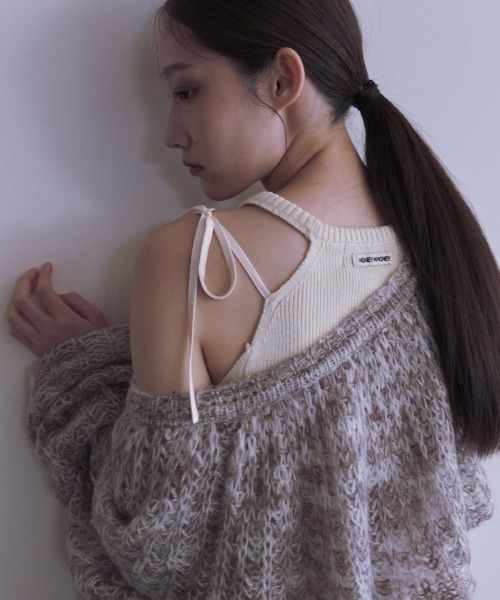 HONEY MI HONEY(ハニーミーハニー)の「HONEY logo halter neck tops(タンクトップ・レディース・グレー/アイボリー/ピンク・FREE)」の2枚目の写真