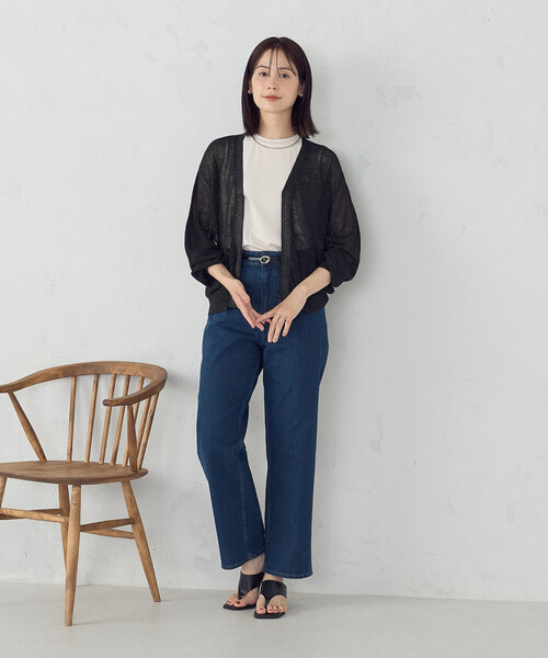 COMME CA ISM(コムサイズム)の「【ウォッシャブル】メッシュラメカーディガン(カーディガン/ボレロ・レディース・ブラック/サックスブルー・FREE)」の4枚目の写真