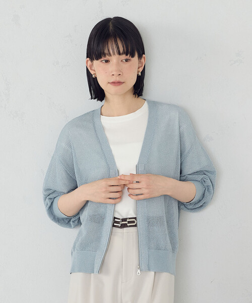 COMME CA ISM(コムサイズム)の「【ウォッシャブル】メッシュラメカーディガン(カーディガン/ボレロ・レディース・ブラック/サックスブルー・FREE)」の9枚目の写真