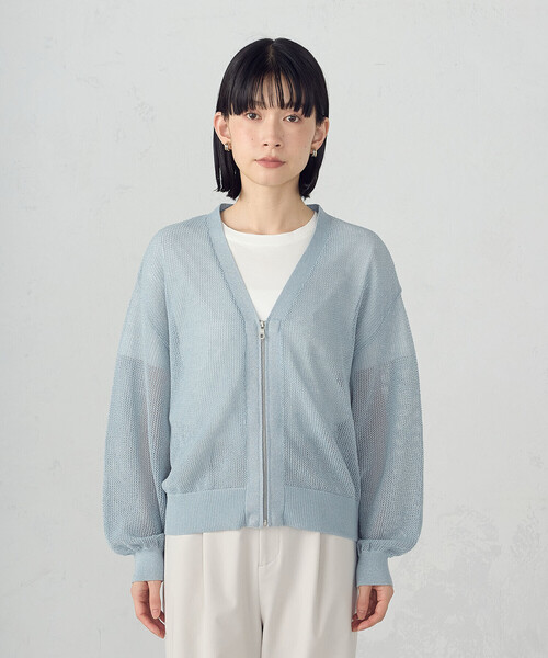 COMME CA ISM(コムサイズム)の「【ウォッシャブル】メッシュラメカーディガン(カーディガン/ボレロ・レディース・ブラック/サックスブルー・FREE)」の10枚目の写真