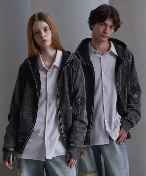 CLEL（クレイル）の「【CLEL】Heavyweight Stand Neck Zip Hoodie / ヘビーウェイトスタンドネックジップパーカー（パーカー・メンズ・グレー系1/ブラック系/ブラウン系・S/XS/L/M）」の19枚目の写真