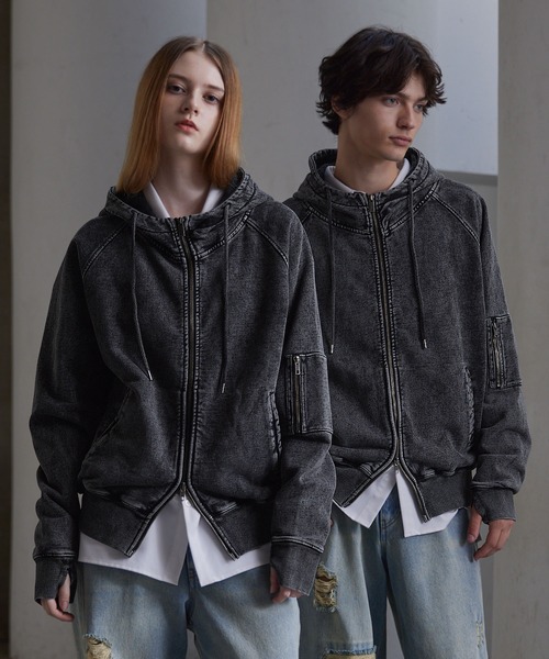 CLEL（クレイル）の「【CLEL】Heavyweight Stand Neck Zip Hoodie / ヘビーウェイトスタンドネックジップパーカー（パーカー・メンズ・グレー系1/ブラック系/ブラウン系・S/XS/L/M）」の20枚目の写真