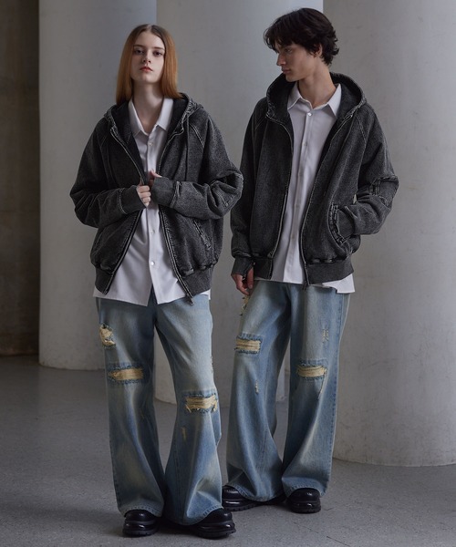 CLEL（クレイル）の「【CLEL】Heavyweight Stand Neck Zip Hoodie / ヘビーウェイトスタンドネックジップパーカー（パーカー・メンズ・グレー系1/ブラック系/ブラウン系・S/XS/L/M）」の21枚目の写真