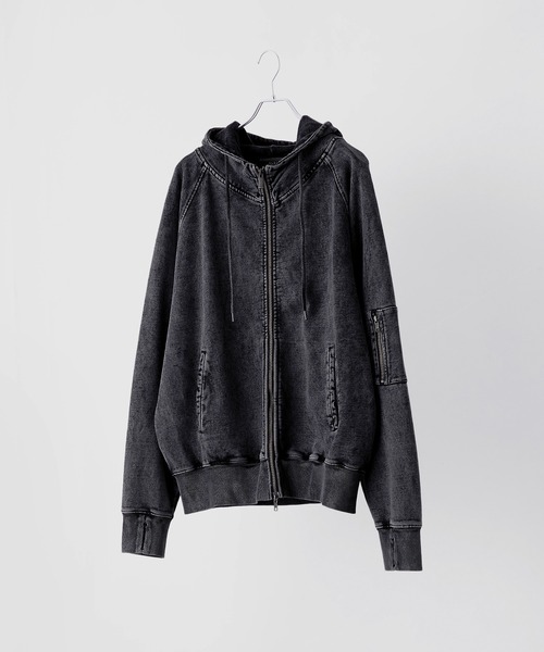 CLEL（クレイル）の「【CLEL】Heavyweight Stand Neck Zip Hoodie / ヘビーウェイトスタンドネックジップパーカー（パーカー・メンズ・グレー系1/ブラック系/ブラウン系・S/XS/L/M）」の4枚目の写真