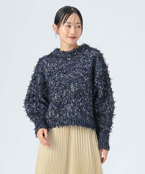 BEAMS HEART(ビームスハート)の「【3色展開】リボン × ノットヤーンニット(ニット/セーター・レディース・ホワイト系その他5/ライトグレー/ライトブルー/ネイビー・FREE)」の4枚目の写真