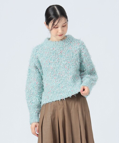 BEAMS HEART(ビームスハート)の「【3色展開】リボン × ノットヤーンニット(ニット/セーター・レディース・ホワイト系その他5/ライトグレー/ライトブルー/ネイビー・FREE)」の3枚目の写真