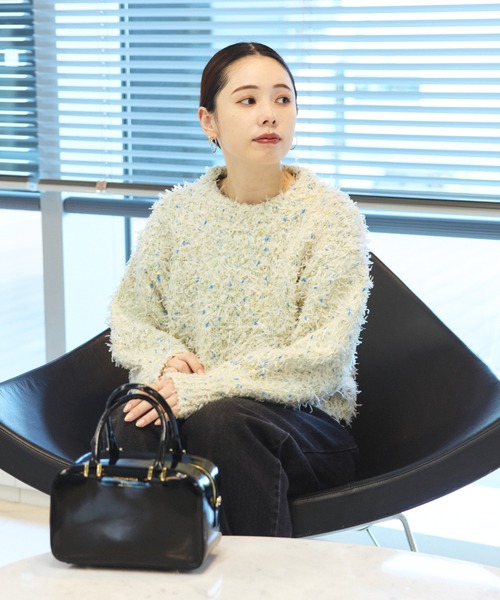 BEAMS HEART(ビームスハート)の「【3色展開】リボン × ノットヤーンニット(ニット/セーター・レディース・ホワイト系その他5/ライトブルー/ライトグレー/ネイビー・FREE)」の5枚目の写真