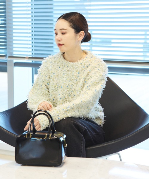 BEAMS HEART(ビームスハート)の「【3色展開】リボン × ノットヤーンニット(ニット/セーター・レディース・ホワイト系その他5/ライトブルー/ライトグレー/ネイビー・FREE)」の6枚目の写真