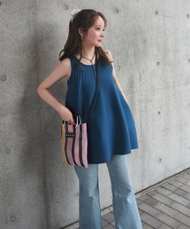 flare knit tunique tops /フレアノースリニットチュニックトップス