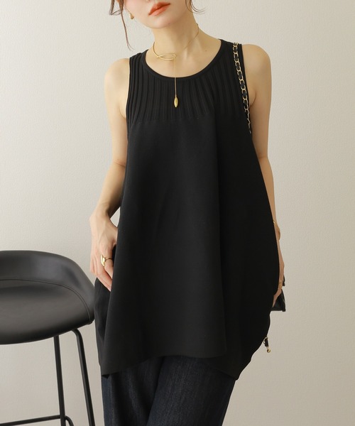 LAULEN(ローレン)の「flare knit tunique tops /フレアノースリニットチュニックトップス(ニット/セーター・レディース・ブラック/ブルー/アイボリー・FREE)」の12枚目の写真