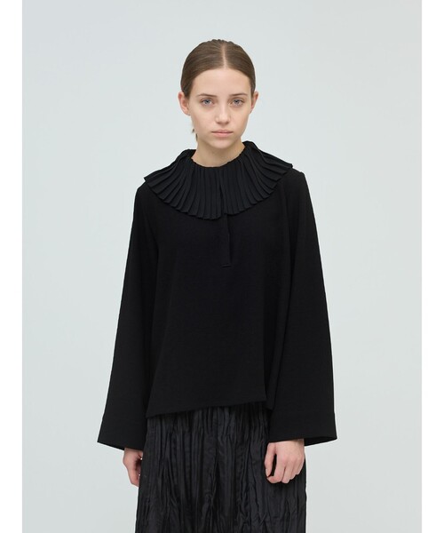 mizuiroind（ミズイロインド）の「mizuiro ind プリーツカラーシャツプルオーバー（シャツ/ブラウス・レディース・アイボリー/ネイビー/ブラック/その他8・FREE）」の2枚目の写真