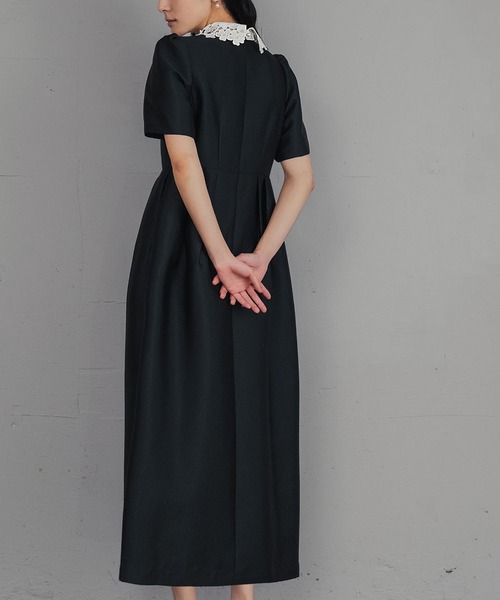 girl（ガール）の「フラワーレースカラー コクーン ドレス 結婚式 ワンピース パーティードレス オケージョンドレス お呼ばれ 二次会 成人式 同窓会 謝恩会（ドレス・レディース・ブラック×ホワイト/ブラック・M/S/2L/L）」の11枚目の写真