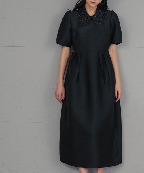 girl（ガール）の「フラワーレースカラー コクーン ドレス 結婚式 ワンピース パーティードレス オケージョンドレス お呼ばれ 二次会 成人式 同窓会 謝恩会（ドレス・レディース・ブラック×ホワイト/ブラック・M/S/2L/L）」の13枚目の写真