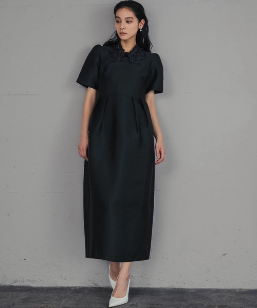 girl（ガール）の「フラワーレースカラー コクーン ドレス 結婚式 ワンピース パーティードレス オケージョンドレス お呼ばれ 二次会 成人式 同窓会 謝恩会（ドレス・レディース・ブラック×ホワイト/ブラック・M/S/2L/L）」の17枚目の写真