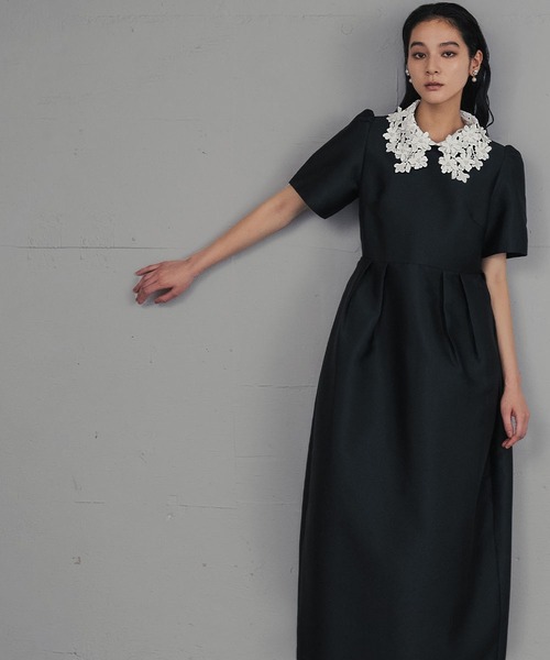 girl（ガール）の「フラワーレースカラー コクーン ドレス 結婚式 ワンピース パーティードレス オケージョンドレス お呼ばれ 二次会 成人式 同窓会 謝恩会（ドレス・レディース・ブラック×ホワイト/ブラック・M/S/2L/L）」の20枚目の写真