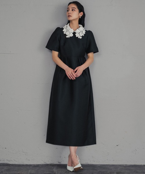 girl（ガール）の「フラワーレースカラー コクーン ドレス 結婚式 ワンピース パーティードレス オケージョンドレス お呼ばれ 二次会 成人式 同窓会 謝恩会（ドレス・レディース・ブラック×ホワイト/ブラック・M/S/2L/L）」の22枚目の写真