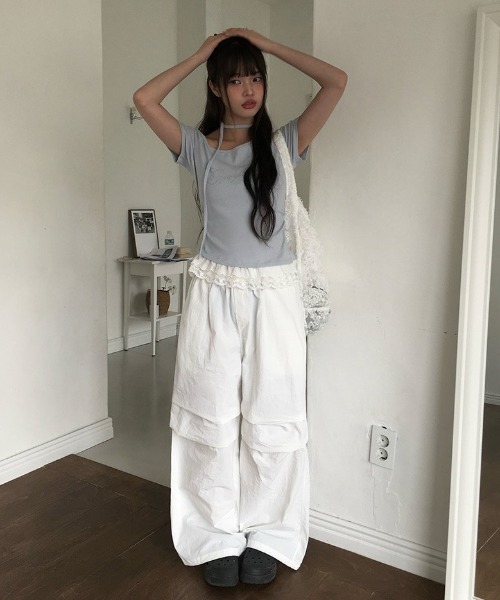 Prince フリル袖 Tシャツ＆レーススカート セール】【TGCteen2023 summer着用アイテム/ホワイト】ランダム