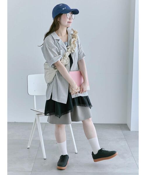 ehka sopo(エヘカソポ)の「◎チェックオープンカラーシャツ(シャツ/ブラウス・レディース・キナリ/ネイビー/ベージュ・F)」の11枚目の写真