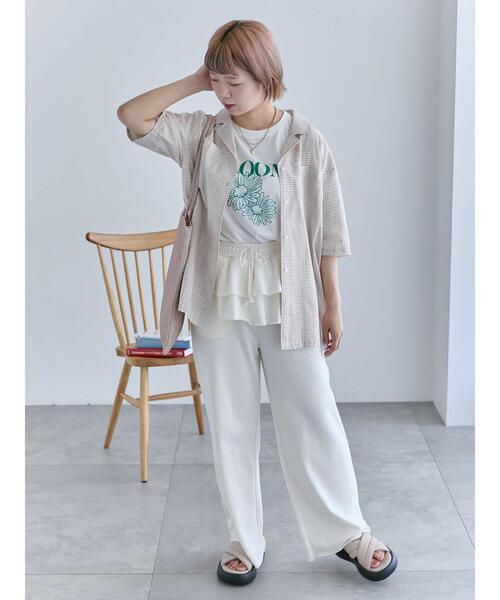 ehka sopo(エヘカソポ)の「◎チェックオープンカラーシャツ(シャツ/ブラウス・レディース・キナリ/ネイビー/ベージュ・F)」の16枚目の写真