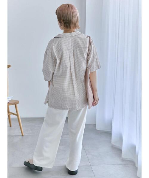 ehka sopo(エヘカソポ)の「◎チェックオープンカラーシャツ(シャツ/ブラウス・レディース・キナリ/ネイビー/ベージュ・F)」の19枚目の写真