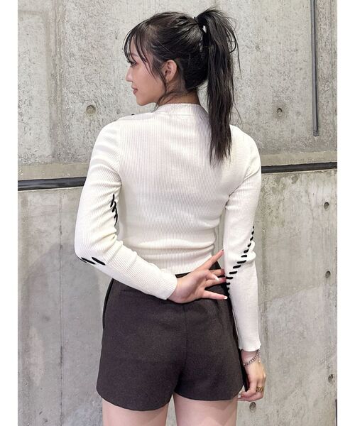 MURUA（ムルーア）の「ステッチリブニット（ニット/セーター・レディース・ボルドー/アイボリー/ブラック・FREE）」の11枚目の写真