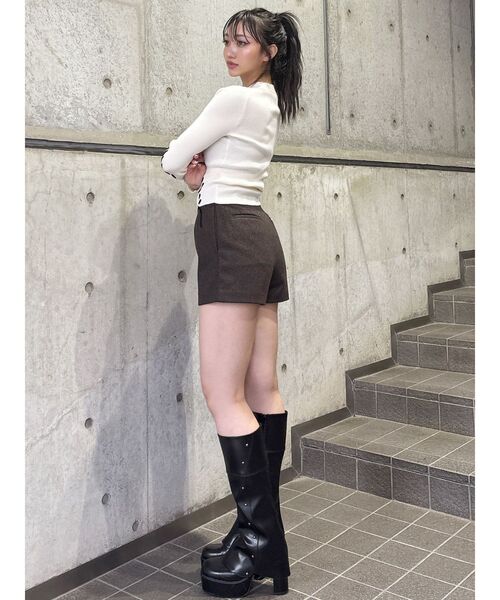 MURUA（ムルーア）の「ステッチリブニット（ニット/セーター・レディース・ボルドー/アイボリー/ブラック・FREE）」の13枚目の写真