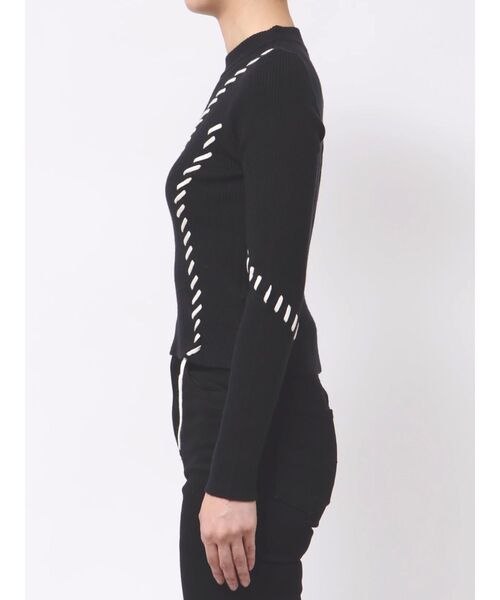 MURUA（ムルーア）の「ステッチリブニット（ニット/セーター・レディース・ボルドー/アイボリー/ブラック・FREE）」の15枚目の写真