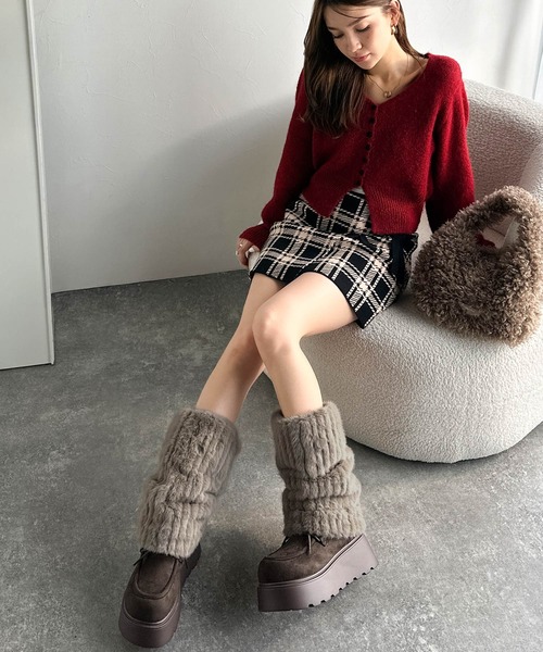 mily bilet(ミウィビレット)の「【mily bilet】ファー着脱可能♪2WAYヌバック調素材ボリュームソールファームートンブーツ(ブーツ・レディース・ダークブラウン/ブラック/ベージュ・X-LARGE/LARGE/MEDIUM/SMALL)」の21枚目の写真