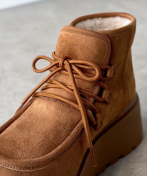 mily bilet（ミウィビレット）の「【mily bilet】ファー着脱可能♪２WAYヌバック調素材ボリュームソールファームートンブーツ（ブーツ・レディース・ダークブラウン/ブラック/ベージュ・X-LARGE/LARGE/MEDIUM/SMALL）」の22枚目の写真