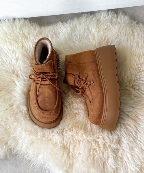 mily bilet（ミウィビレット）の「【mily bilet】ファー着脱可能♪２WAYヌバック調素材ボリュームソールファームートンブーツ（ブーツ・レディース・ダークブラウン/ブラック/ベージュ・X-LARGE/LARGE/MEDIUM/SMALL）」の12枚目の写真