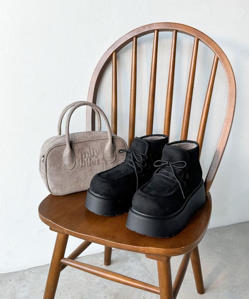 mily bilet（ミウィビレット）の「【mily bilet】ファー着脱可能♪２WAYヌバック調素材ボリュームソールファームートンブーツ（ブーツ・レディース・ダークブラウン/ブラック/ベージュ・X-LARGE/LARGE/MEDIUM/SMALL）」の13枚目の写真