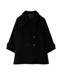 THE TOE’ ブラック ウール ピーコート ジルサンダー JIL SANDER ウール アンゴラ混 カシゴラ ステン