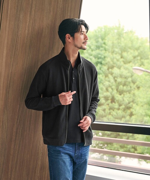 BEAUTY&YOUTH UNITED ARROWS(ビューティーアンドユースユナイテッドアローズ)の「【WEB限定 WARDROBE SMART】エアリー カノコ ジップ ブルゾン 抗菌防臭(その他トップス・メンズ・ブラック/ダークグレー・XL/L/M/S)」の1枚目の写真