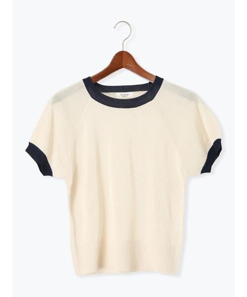 Te chichi TERRASSE（テチチテラス）の「配色ラグランスリーブニット（ニット/セーター・レディース・オフホワイト/グレー/ブラック・F）」の2枚目の写真