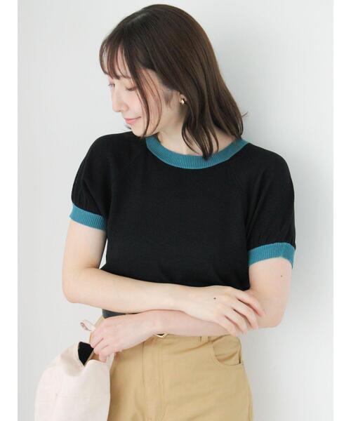 Te chichi TERRASSE（テチチテラス）の「配色ラグランスリーブニット（ニット/セーター・レディース・オフホワイト/グレー/ブラック・F）」の7枚目の写真