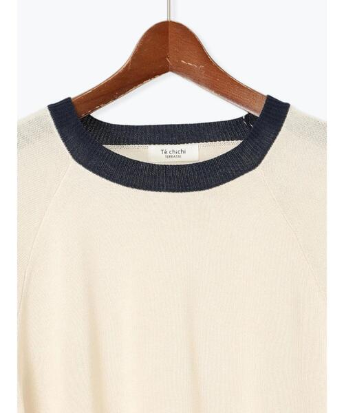 Te chichi TERRASSE（テチチテラス）の「配色ラグランスリーブニット（ニット/セーター・レディース・オフホワイト/グレー/ブラック・F）」の14枚目の写真