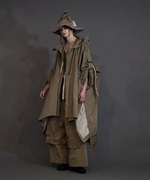 【my beautiful landlet】 POLYESTER YARN DYED GABARDINE PONCHO