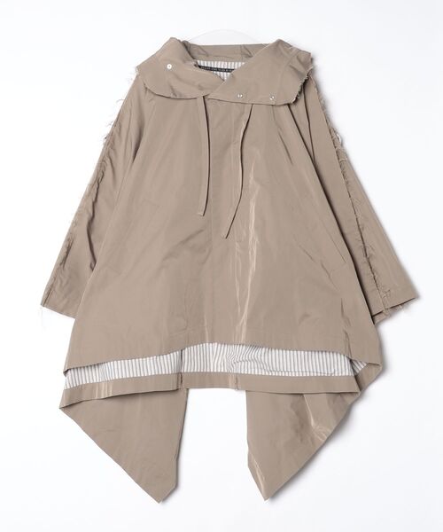 my beautiful landlet(マイビューティフルランドレット)の「【my beautiful landlet】 POLYESTER YARN DYED GABARDINE PONCHO(ポンチョ・メンズ・ネイビー/ブラック/カーキ・0/1)」の12枚目の写真