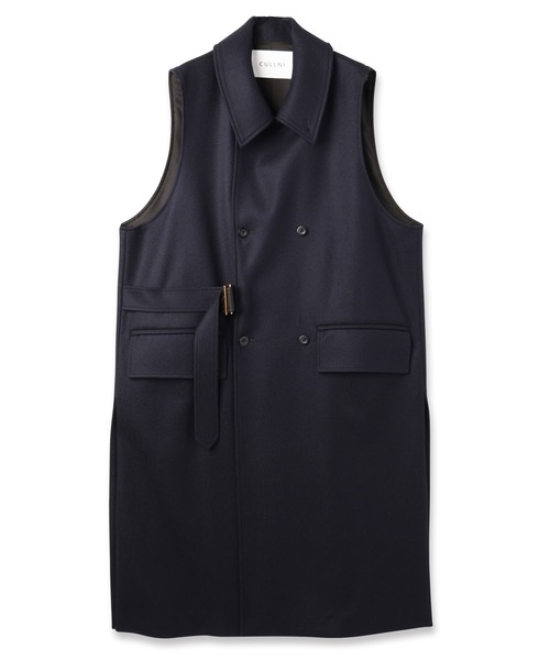 CULLNI（クルニ）の「Wool Melton Tie Locken Long Vest（ステンカラーコート・メンズ・ブラック/ネイビー・1/0/2）」の4枚目の写真